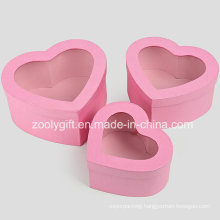 Quality Hearted Shape Metallic Pink Paper Gift Box with Clear Window